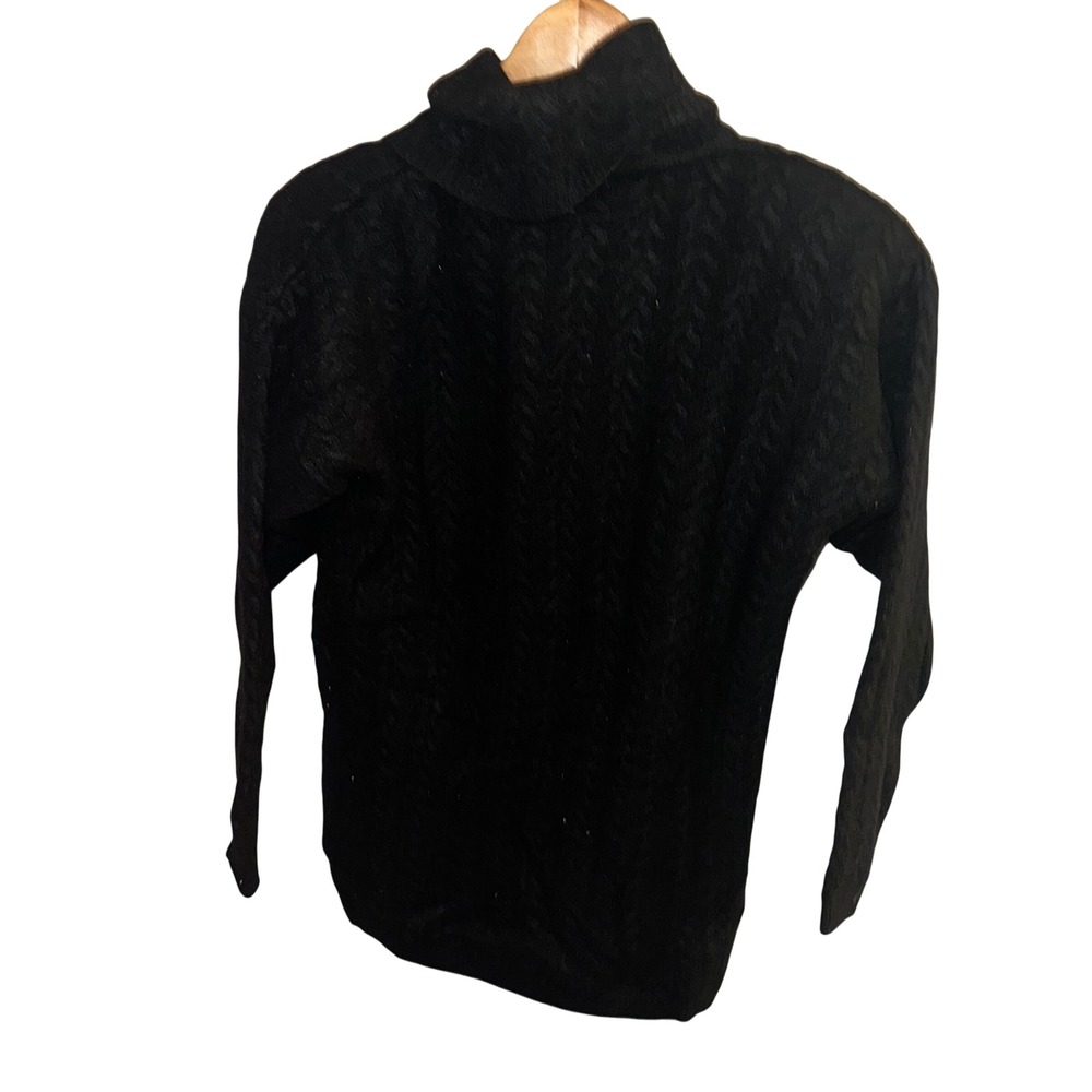 JEANNE PIERRE Black Cable Knit Turtleneck Sweater Petite P Cozy‎ Warm